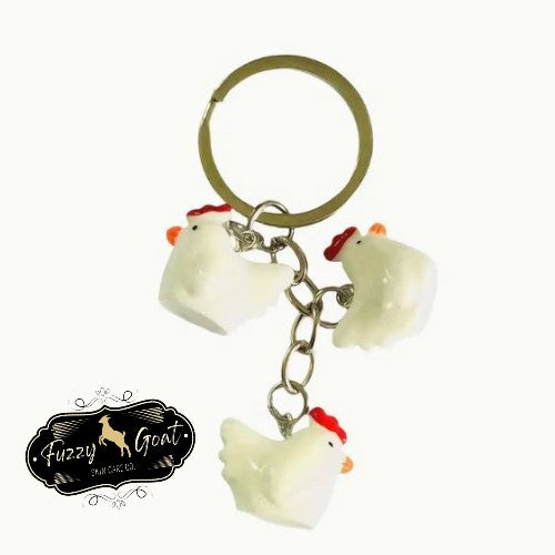 Adorable White Chick Keychain