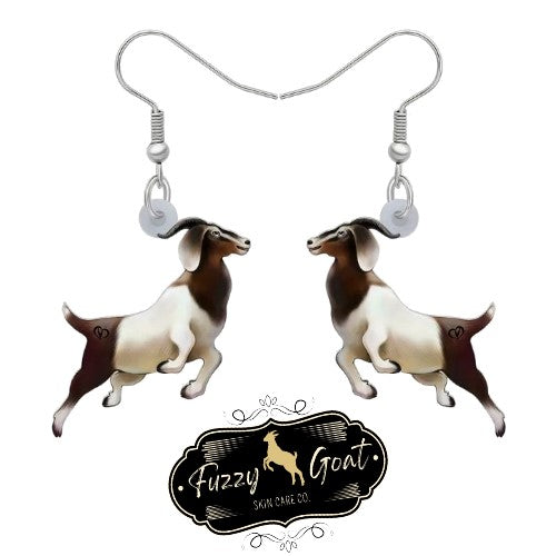 Brown & White Acrylic Goat Earrings