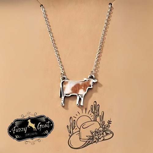 Cowhide Cow Necklace